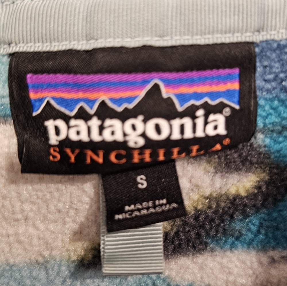**Rare** Patagonia Women's Synchilla Snap-T Fleece Blue Cream Aztec--Size Small - Picture 4 of 8